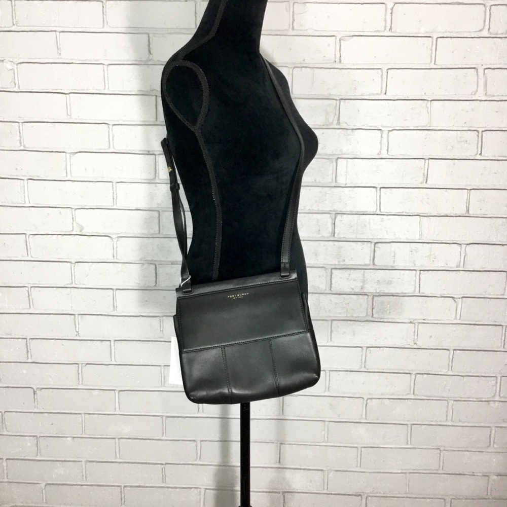 Tory Burch Black Block-T Leather Crossbody Bag